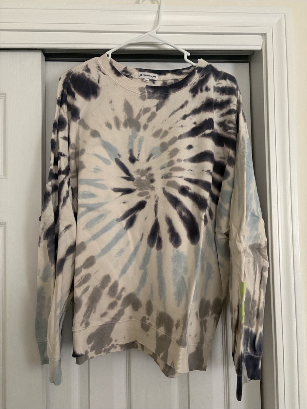 Peloton Cream and Navy Tie-Dye Crewneck